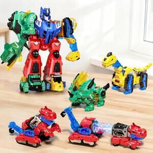 6-in-1 Dinosaur Transforming Robot Toy Set, STEM Toy Age 3+ NEW